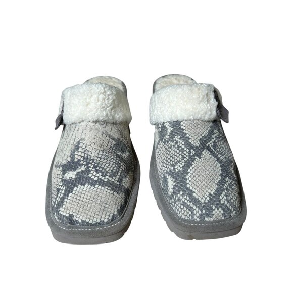 ARIAT Jackie Metallic Gray Snake Print Suede Leather Women's Slippers Sz 10 - Picture 2 of 14